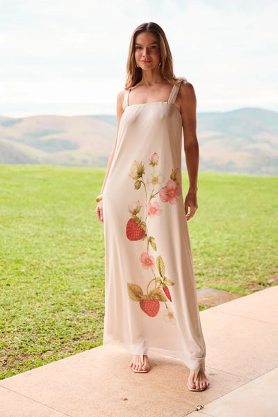 VESTIDO LONGO COM SUBLIMADO EM TULE OFF