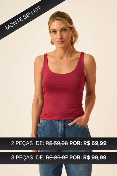 CAMISETA DECOTE U EM POLIAMIDA CABERNET