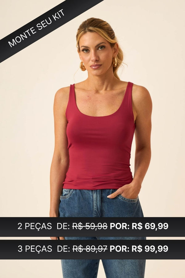 CAMISETA DECOTE U EM POLIAMIDA CABERNET