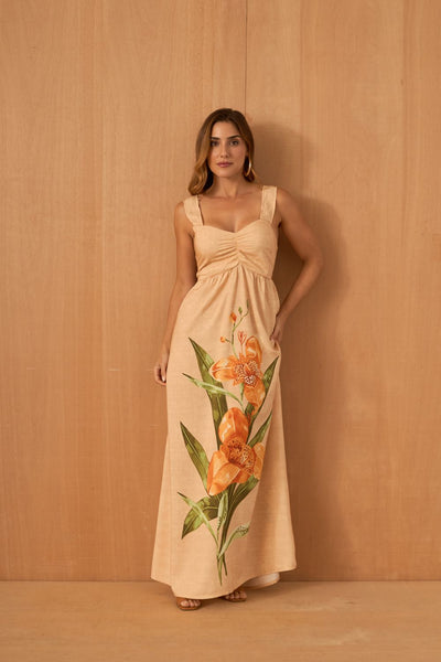 VESTIDO LONGO FLOR DE OURO