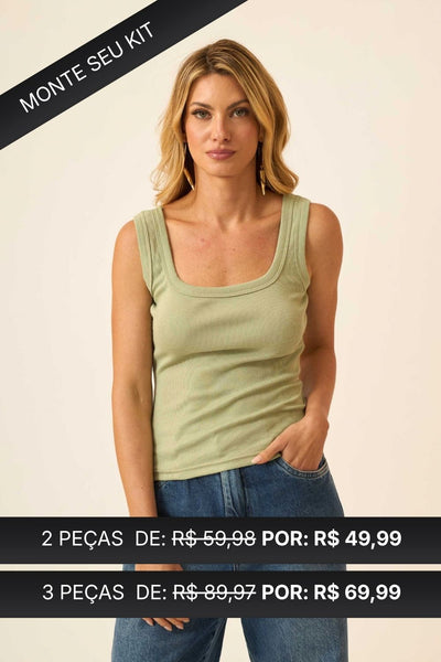 REGATA COM DECOTE U RIBANA CANELADA VERDE BRISA