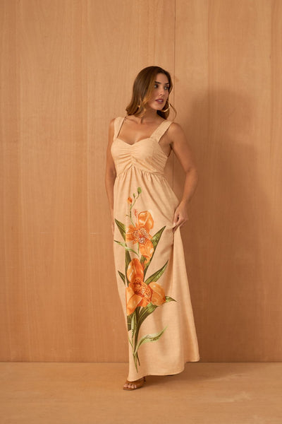 VESTIDO LONGO FLOR DE OURO
