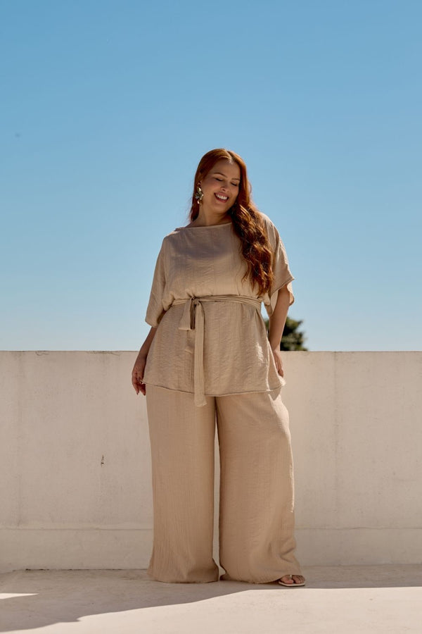 BLUSA COM FAIXA PARA AMARRAÇÃO MARFIM