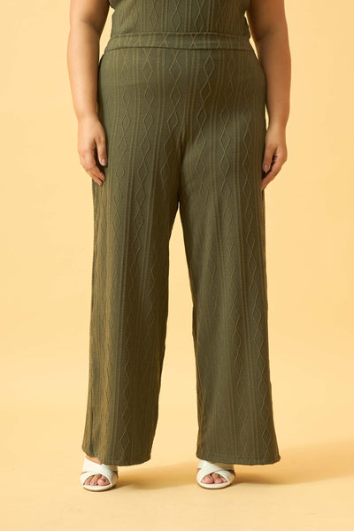 CALÇA RETA JACQUARD TRANÇADO OLIVE NIGHT