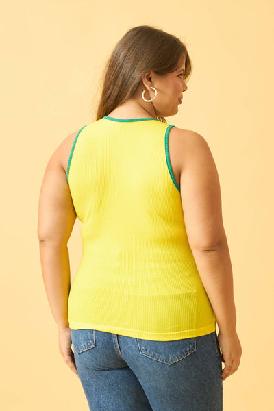 REGATA BICOLOR COPA RIBANA CANELADA AMARELO COM VERDE