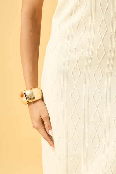 VESTIDO MIDI COM GOLA JACQUARD TRANÇADO CINZA ALGODÃO