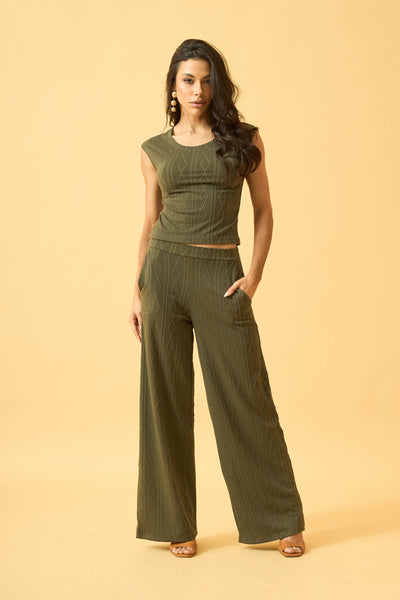 BLUSA MANGA JAPONESA JACQUARD TRANÇADO OLIVE NIGHT