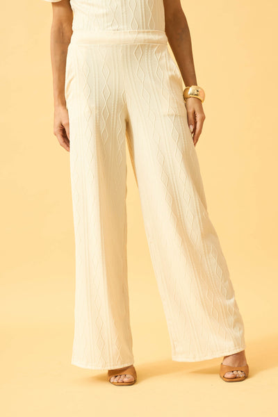CALÇA RETA COM BOLSO JACQUARD TRANÇADO CINZA ALGODÃO