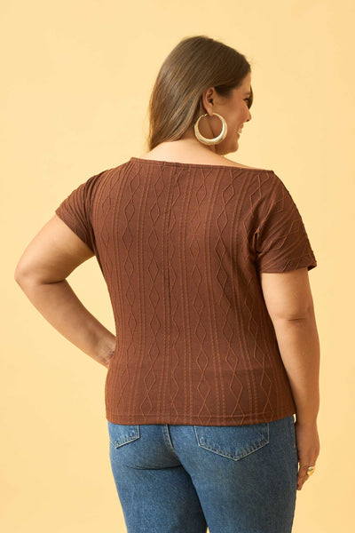 BLUSA OMBRO CAÍDO JACQUARD TRANÇADO CAPPUCCINO