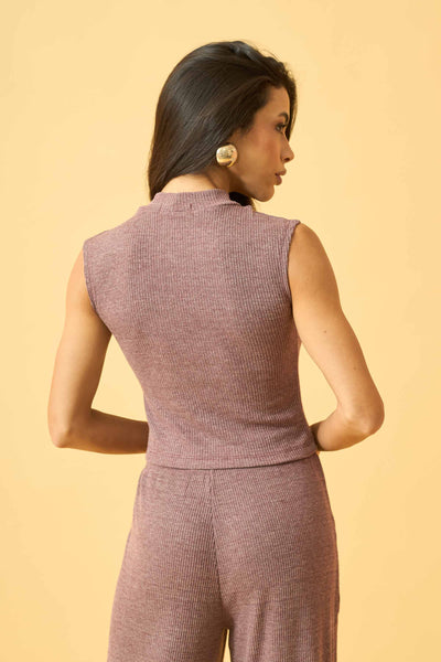 BLUSA COM GOLA CANELADO CONFORT ROXO FRUTADO