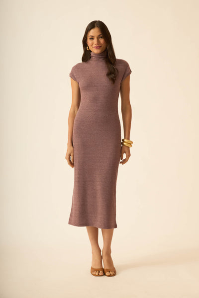 VESTIDO MIDI CANELADO CONFORT VINHO