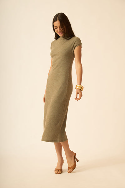 VESTIDO MIDI CANELADO CONFORT VERDE BALI