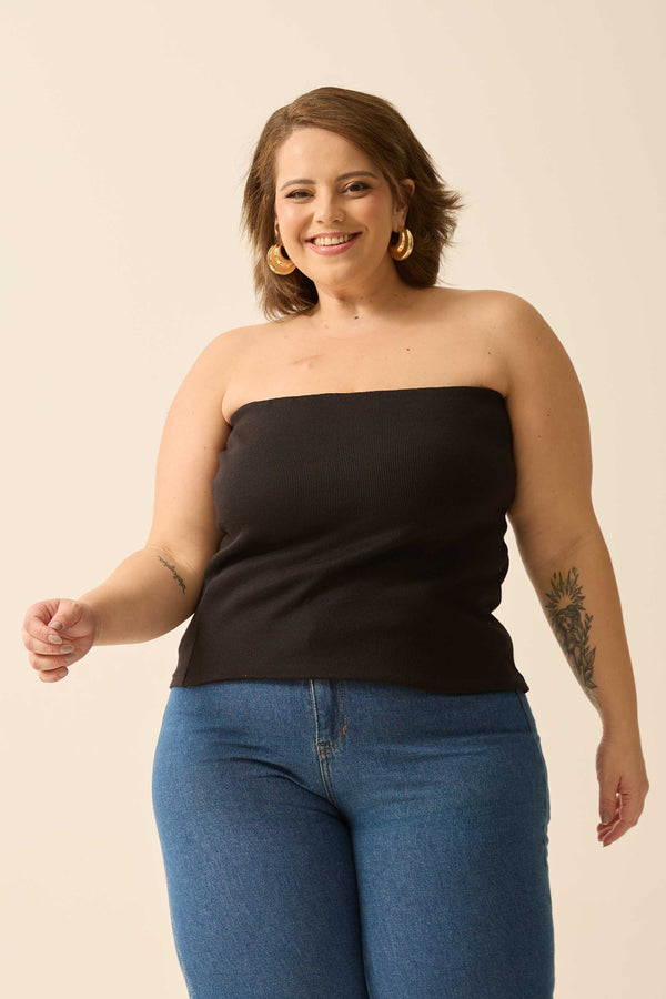 BLUSA TOMARA QUE CAIA RIBANA CANELADA PRETO