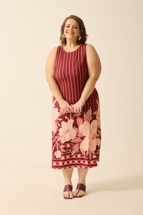 VESTIDO MIDI REGATA LISTRADO PEÔNIA II