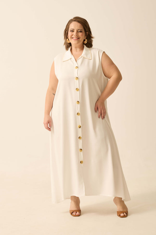 CHEMISE COM BOTÕES E GOLA EM TWILL OFF
