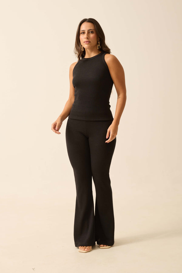 CALÇA BAILARINA MALHA ONDAS PRETO