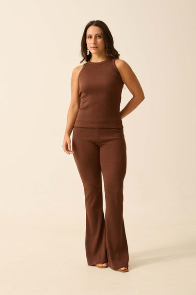 CALÇA BAILARINA MALHA ONDAS MARROM