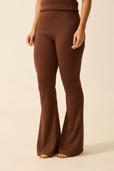 CALÇA BAILARINA MALHA ONDAS MARROM