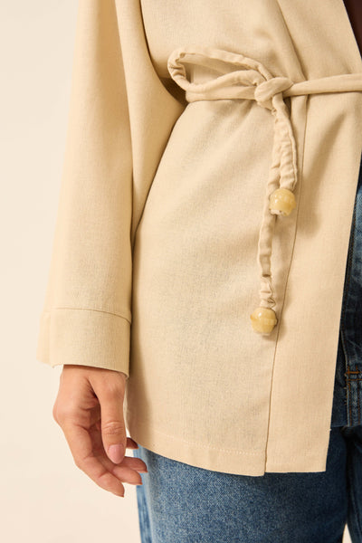 KIMONO COM MANGA LONGA E CADARÇO BEGE