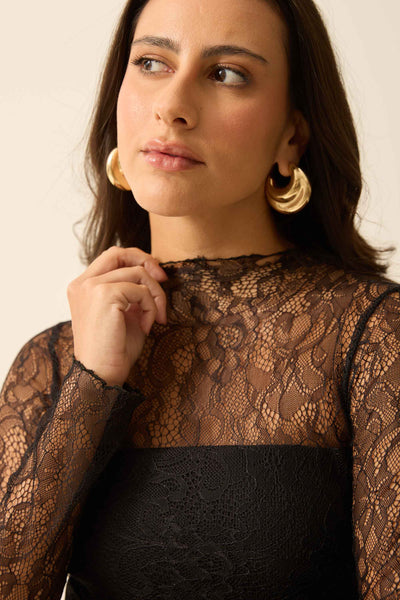 BLUSA SEGUNDA PELE RENDA FLORENÇA PRETO