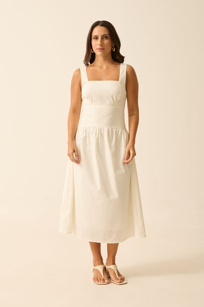 VESTIDO MIDI COM ZÍPER E FORRO POPELINE OFF