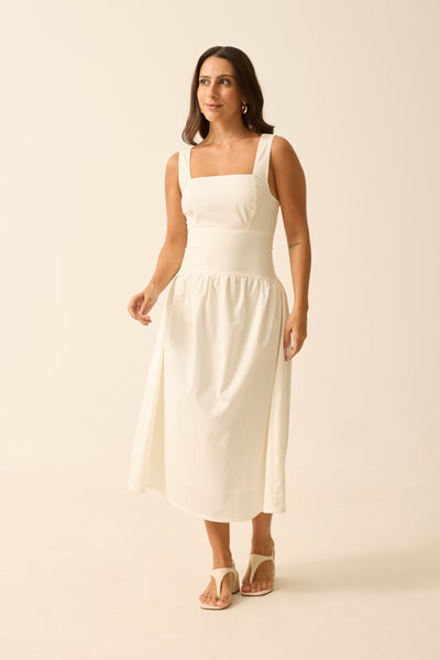 VESTIDO MIDI COM ZÍPER E FORRO POPELINE OFF