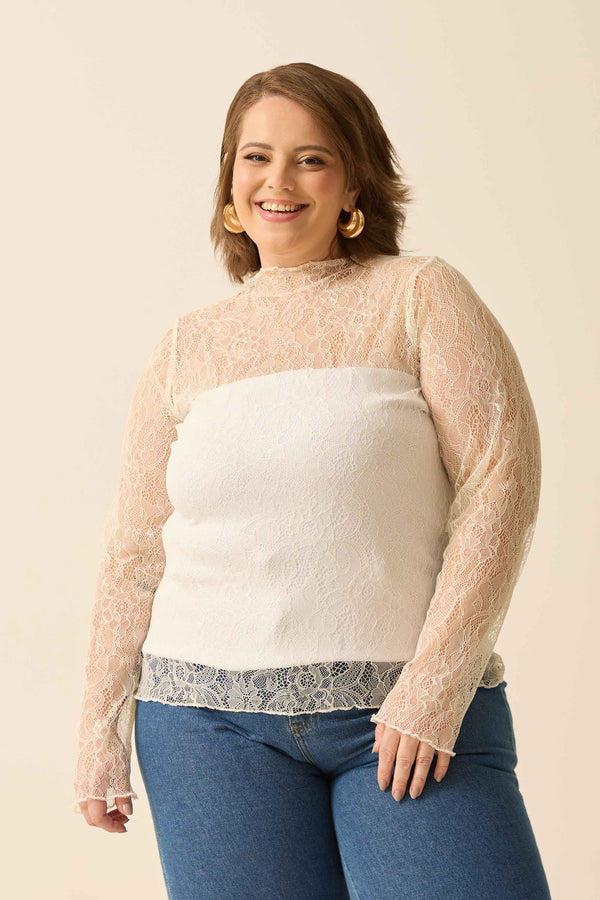 BLUSA SEGUNDA PELE RENDA FLORENÇA OFF