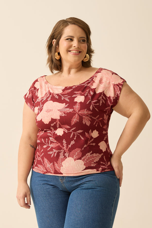 BLUSA COM MANGA JAPONESA PEÔNIAS II