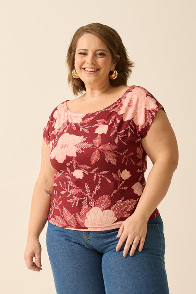 BLUSA COM MANGA JAPONESA PEÔNIAS II