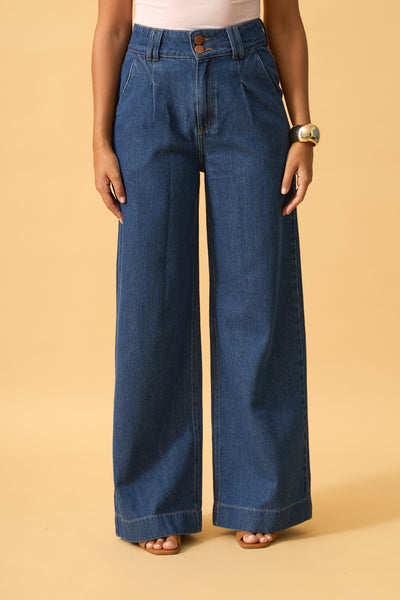 CALCA JEANS WIDE JEANS ESCURO