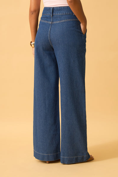 CALCA JEANS WIDE JEANS ESCURO