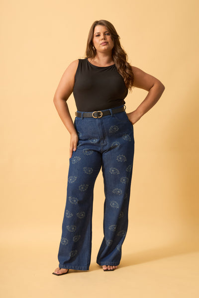 CALCA JEANS RETA JEANS ESCURO