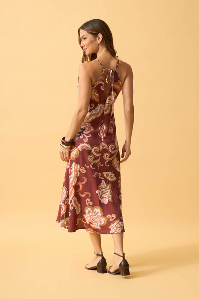 VESTIDO MIDI COM DECOTE V E AMARRACAO FLOR DE VENTO