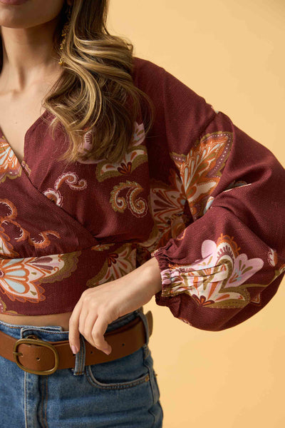 BLUSA TRANSPASSADA COM MANGA LONGA FLOR DE VENTO