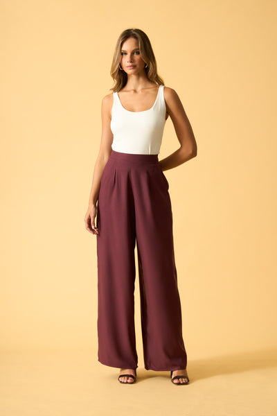 CALCA COM BOLSO VISCOSE CREPADA ROXO FRUTADO