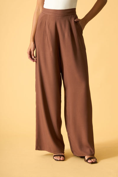 CALCA COM BOLSO VISCOSE CREPADA CAPPUCCINO