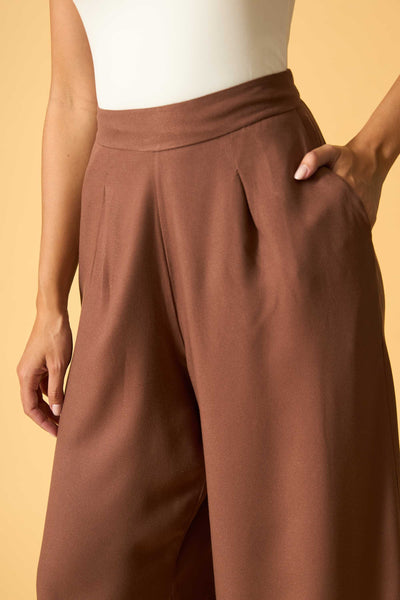 CALCA COM BOLSO VISCOSE CREPADA CAPPUCCINO