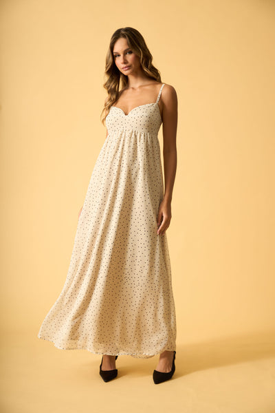VESTIDO LONGO EM CHIFFON MINI POA OFF