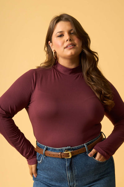 BLUSA COM GOLA SUEDE LIGTH BORDO