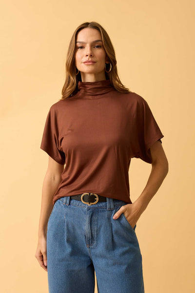 BLUSA COM GOLA SUEDE LIGHT CAPPUCCINO