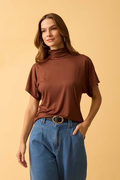 BLUSA COM GOLA SUEDE LIGHT CAPPUCCINO