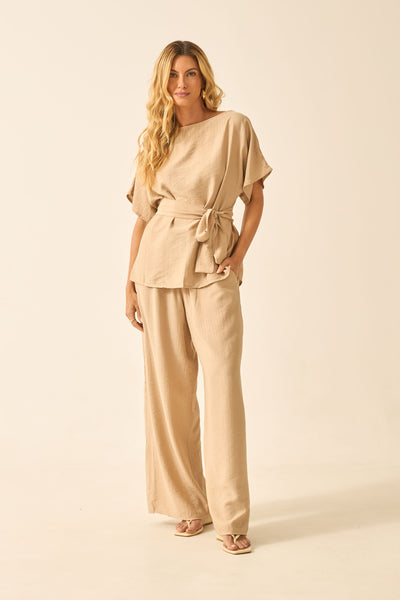 BLUSA COM FAIXA PARA AMARRAÇÃO MARFIM