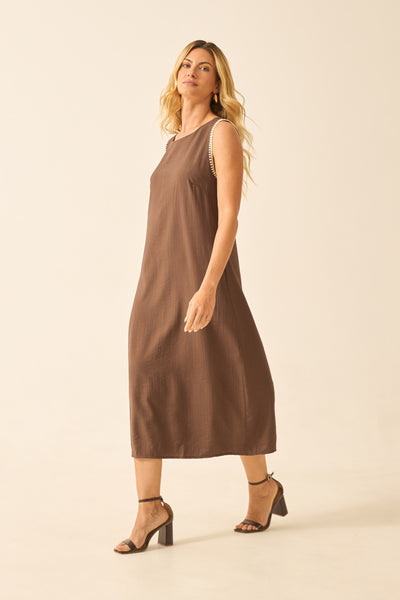 VESTIDO MIDI COM BOLSO TRUFA