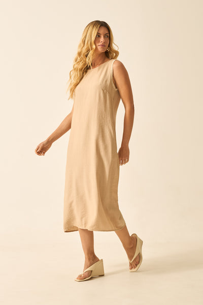 VESTIDO MIDI COM BOLSO MARFIM