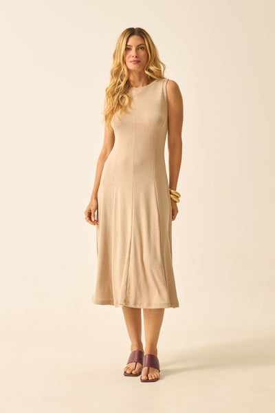 VESTIDO MIDI COM RECORTE CONFORT FLAT MARFIM