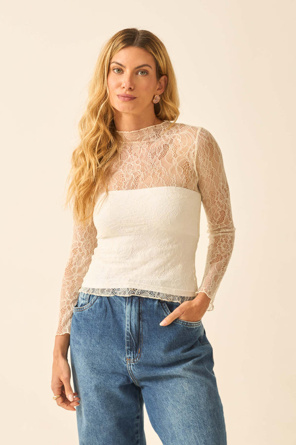 BLUSA SEGUNDA PELE RENDA FLORENÇA OFF