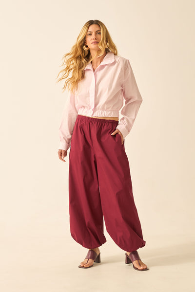 CALÇA ALADIM COM BOLSO POPELINE CABERNET
