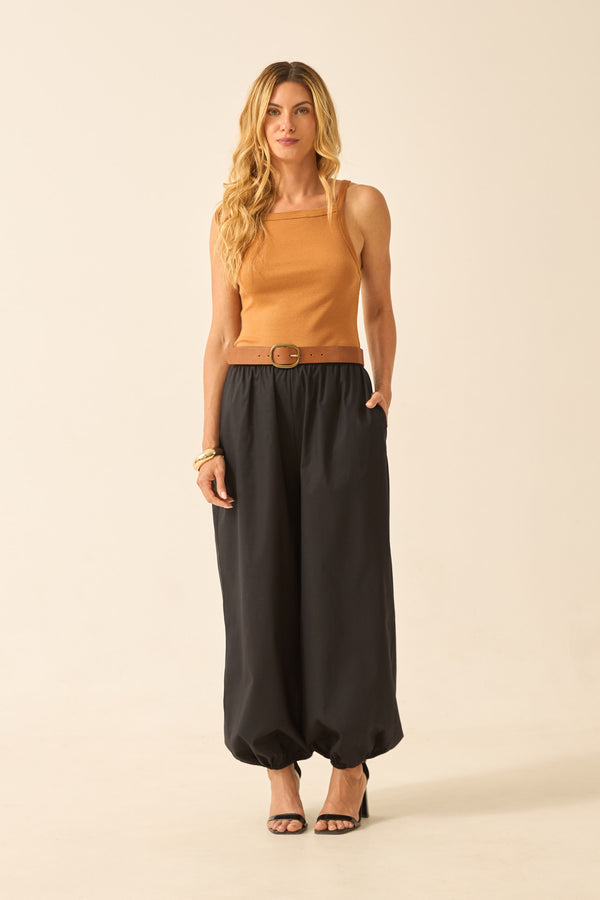 CALÇA ALADIM COM BOLSO POPELINE PRETO