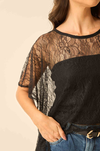 BLUSA CAPA DE RENDA FLORENÇA PRETO