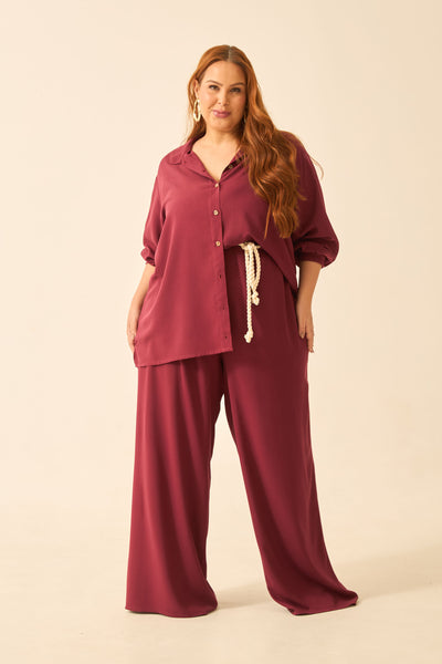 BLUSA SOCIAL COM BOTÕES VISCOSE LISA CABERNET